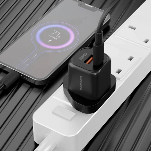 شاحن جداري بورودو ثنائي المنفذ مع كيبل USB-C إلى U...