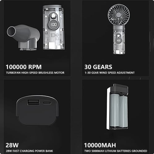 مروحة محمولة بقوة 10,000 دورة