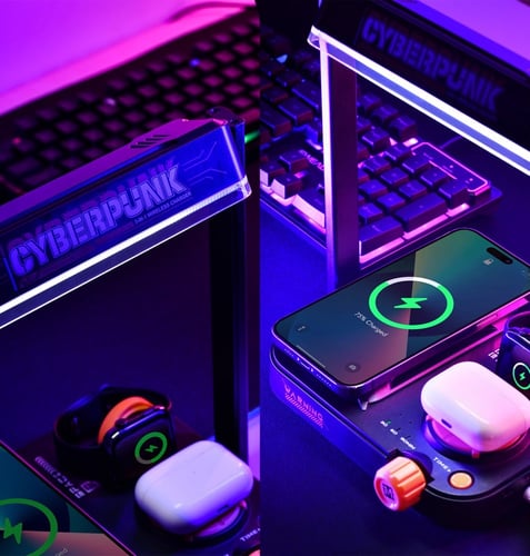 قاعدة شحن لاسلكي باضاءة سايبري B30