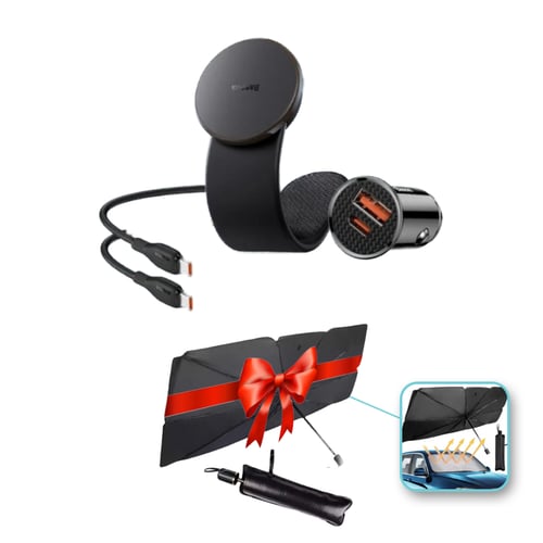 بيسوس حامل جوال مغناطيسي بشحن لاسلكي وشاحن سيارة م...