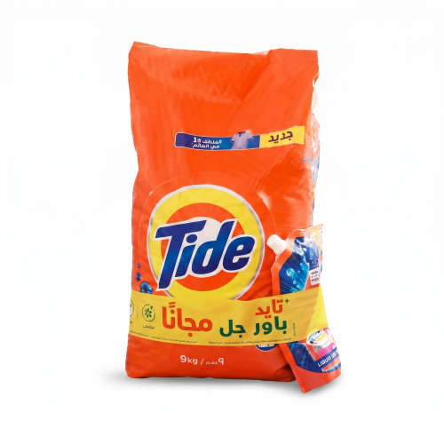 تايد مسحوق غسيل 9 كيلو ازرق عادي + هدية