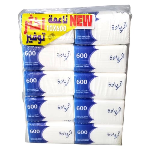 مناديل وجه ناعمة الريادة 600 *10حبه