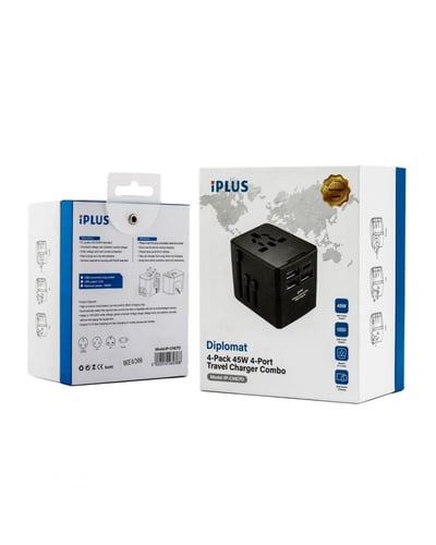 شاحن جداري عالمي ماركة Iplus (ضمان سنتين )