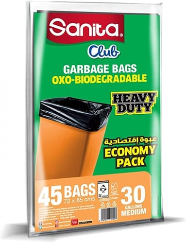 سانيتا كلوب اكياس نفاية قابلة لتحلل 45 كيس 30 جالو...
