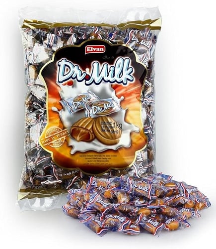 حلوى سكر ملبس محشو بطعم الكراميل د. ميلك من الفان...