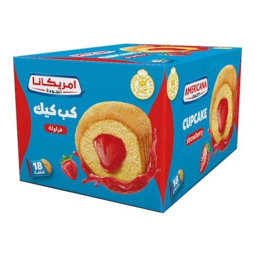 كب كيك فراولة امريكانا 18*25جرام