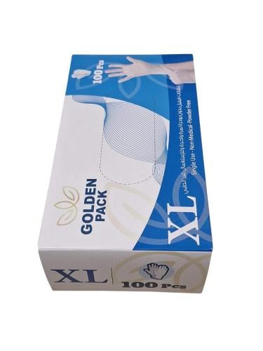 قفازات فينيل شفاف جولدن باك 100 حبة مقاس XL