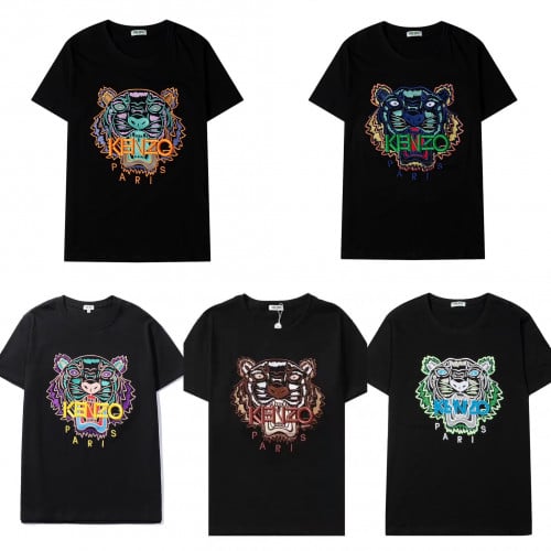 تيشيرتات كنزو لون اسود شعار تطريز وقطن درجة اولى