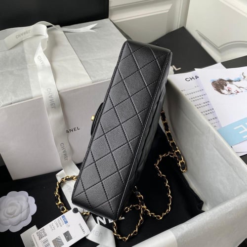 شنطة شانيل كلاسيك فلاب جلد كافيار حجم صغيرمقاس23شا...