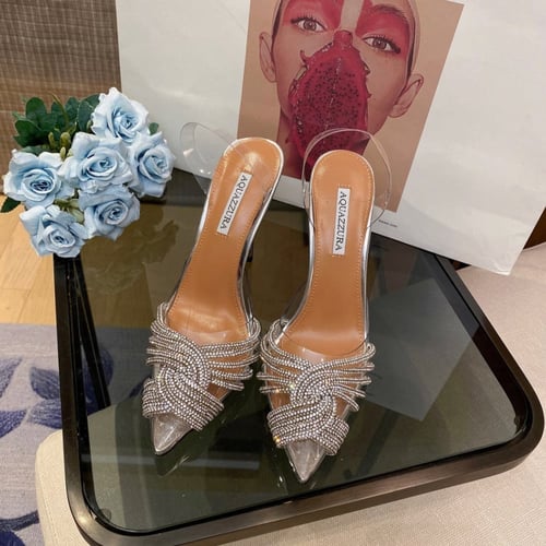 كعب اكوازورا فضي شفاف ماستر مع العلبة