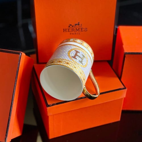 كوب هيرمز بورسلان فخم قطعة مع تغليف هيرمز المميز