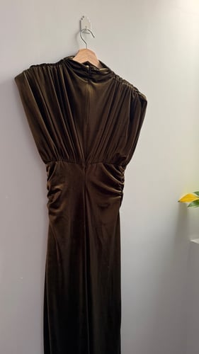 فستان مخمل زيتي