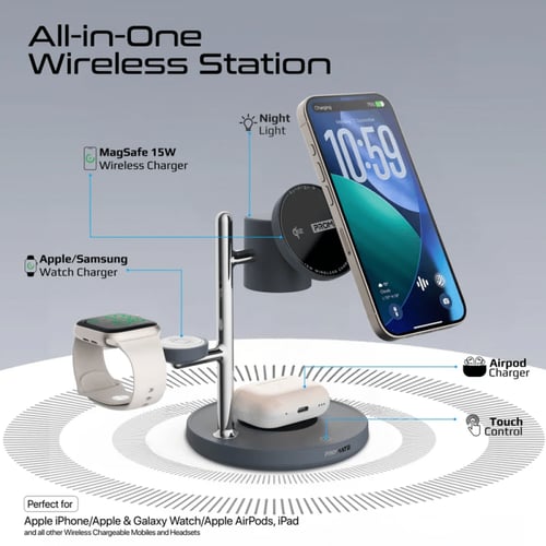 شاحن لاسلكي 4 في 1 مع اعتماد Qi2 ودعم MagSafe ومصب...