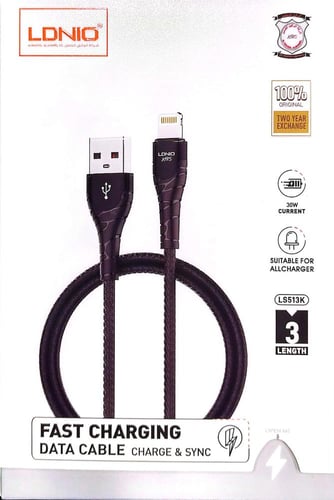 كابل ايفون شحن سريع LDNIO بطول 1 متر و 3متر