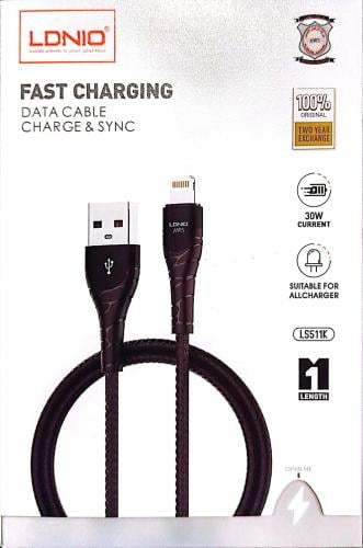كابل ايفون شحن سريع LDNIO بطول 1 متر و 3متر