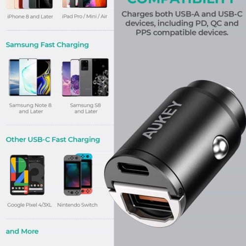 شاحن سيارة سريع CC-A3 معدني 30 واط ثنائي المنفذ من...