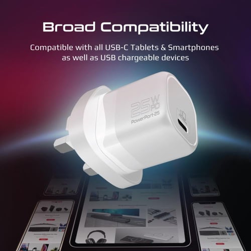 شاحن حائط صغير الحجم بتقنية GaNFast مع منفذ توصيل...