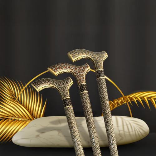 عكاز ملكي مطعم بالنحاس والعاج