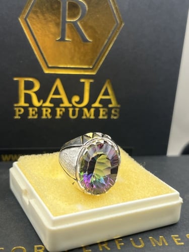 خاتم فضة بحجر توبازالموستاك