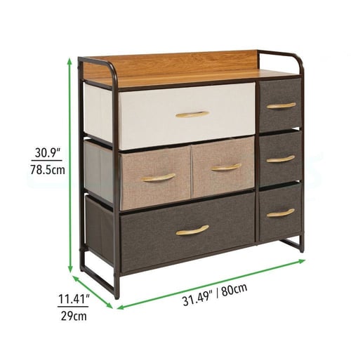 رفوف تخزين مع 7 أدراج قماشية سهلة السحب وسطح طاولة...
