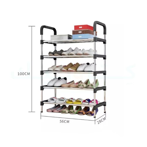 رفوف احذية من 5 طبقات لتنظيم وتخزين الأحذية لون اس...