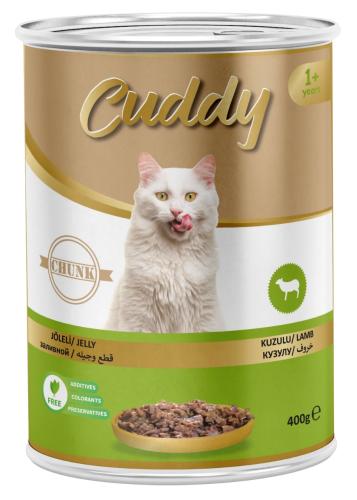 معلبات قطط قطع لحم الخروف مع الجيلي 400 جرام cuddy