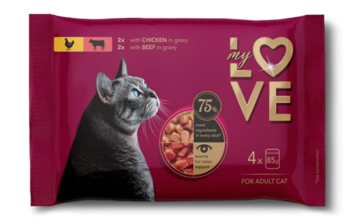 4*85 جرام ظرف طعام رطب للقطط البالغه بالدجاج واللح...