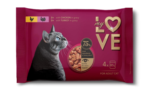 4*85 جرام ظرف طعام رطب للقطط البالغه بالدجاج والدي...