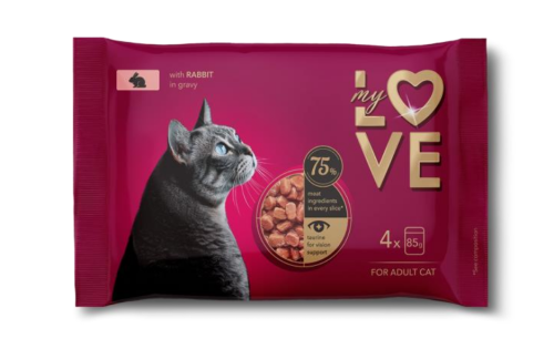 4*85 جرام ظرف طعام رطب للقطط البالغه بالارنب مع ال...