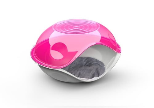 سرير قطط بغطاء شفاف + وساده