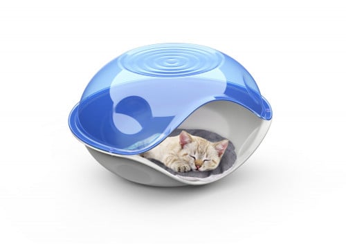 سرير قطط بغطاء شفاف + وساده