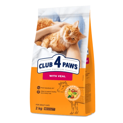 طعام جاف للقطط البالغه لحم CLUB 4 PAWS