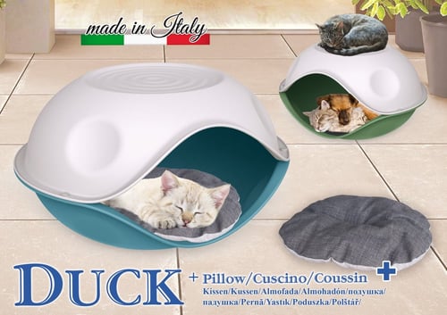 سرير قطط بغطاء ملون + وساده