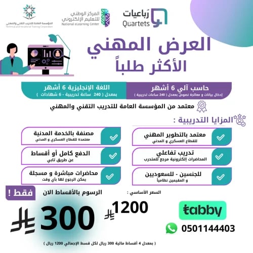 العرض المهني (6 شهور حاسب آلي + 6 شهور لغة إنجليزي...