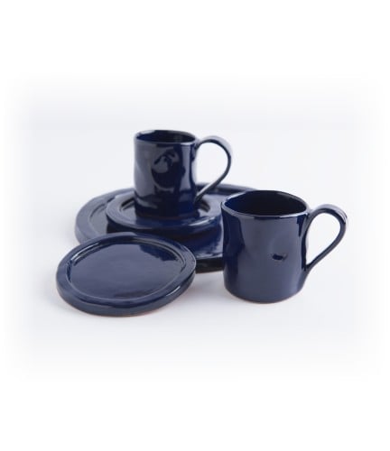 طقم القهوة المصنوع والملون دويا من الفخار ذو اللون...