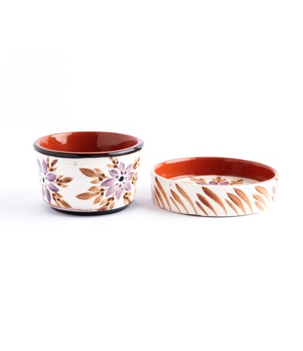 طقم الفخار المميز مكون من صحن و كوب قهوة برسوم الو...