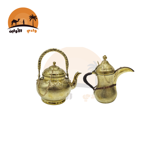 دلة مع أبريق نحاس بغدادي حب الرمان حجم وسط