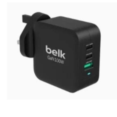 شاحن جداري بمنفذين TYPE-C ومنفذ USB بقوة 100 واط م...