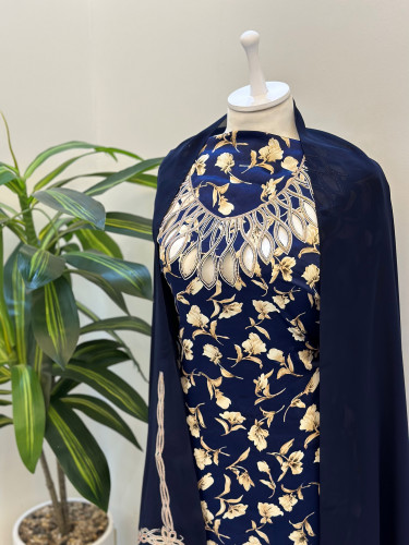 مخور حرير ايطالي ناعم مع طرحة مطرزة