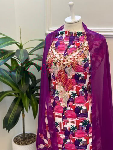 مخور مخرم حرير متروس فصوص اندونسي ناعم مع طرحة مطر...