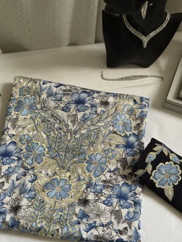 مخور حرير مخرم مع طرحة مطرزة