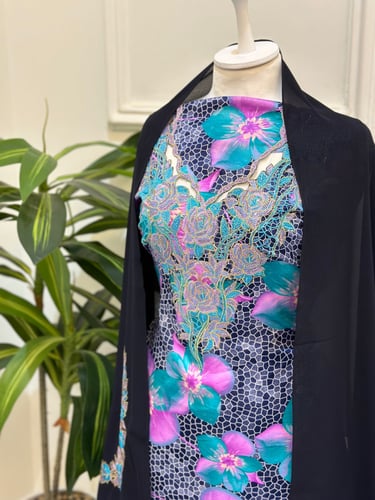 مخور مخرم حرير متروس فصوص اندونسي ناعم مع طرحة مطر...