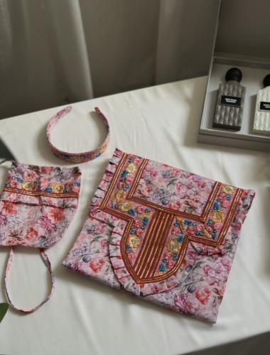 مخور حرير بناتي مع طوق شعر وشنطة