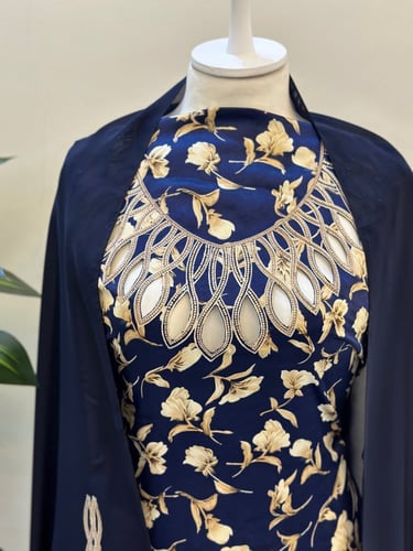 مخور حرير ايطالي ناعم مع طرحة مطرزة