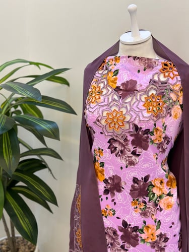 مخور حرير ايطالي ناعم مع طرحة مطرزة