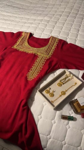 مخور قطن كشميري احمر قماش