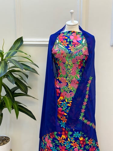 مخور حرير متروس فصوص اندونسي ناعم مع طرحة مطرزة