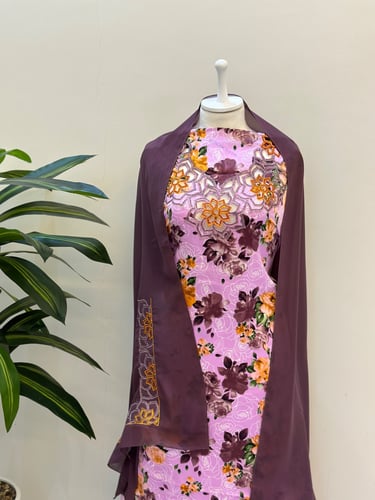 مخور حرير ايطالي ناعم مع طرحة مطرزة