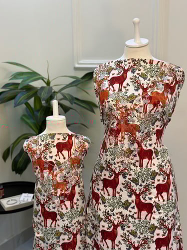 طقم مخور الغزالة حرير للام وطفلة مع كرستالات انيق...