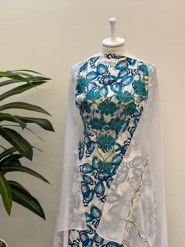 مخور حرير ايطالي ناعم مع طرحة مطرزة